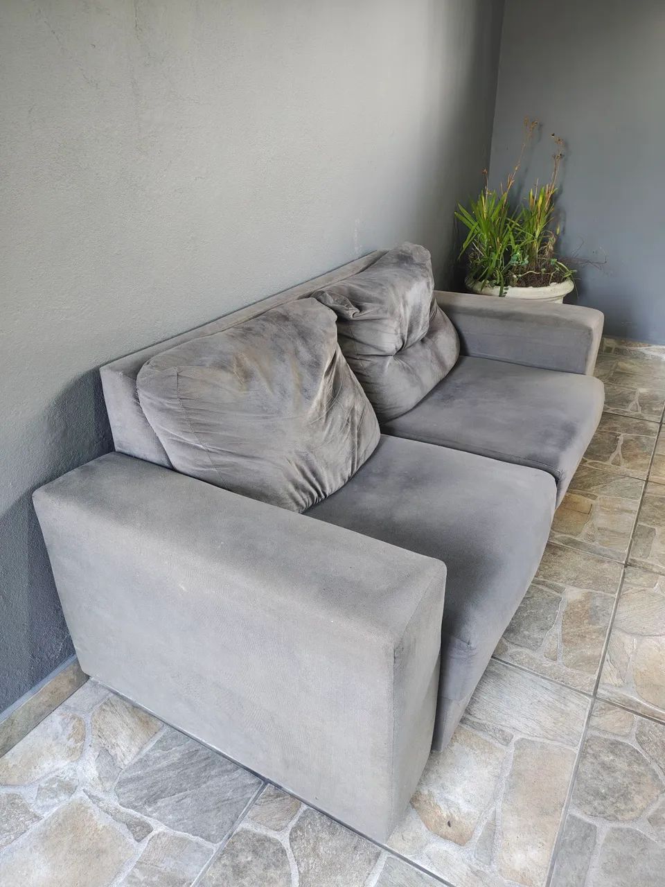 Sofá retrátil 3 lugares cinza 2,00 mts (Precinho) - Foto 3