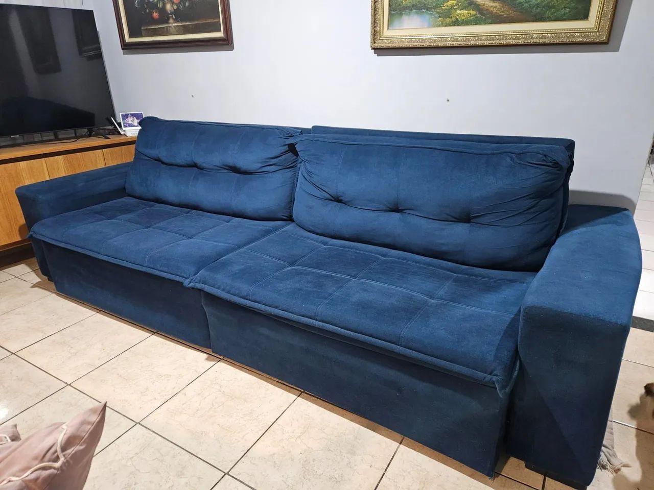 Sofá azul de 3 metros retrátil  - Foto 5