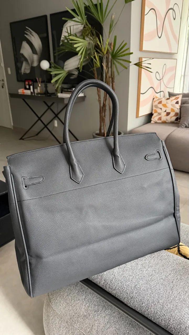 Bolsa estilo Birkin em couro - Foto 2