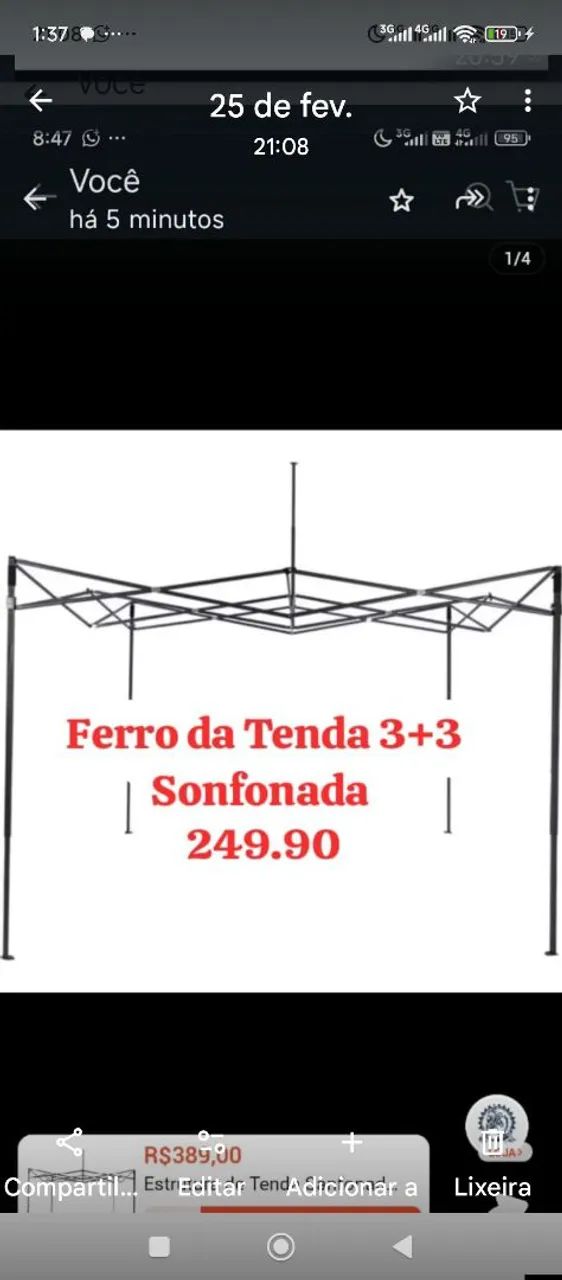 Ferro para tenda 3+3 estrutura 