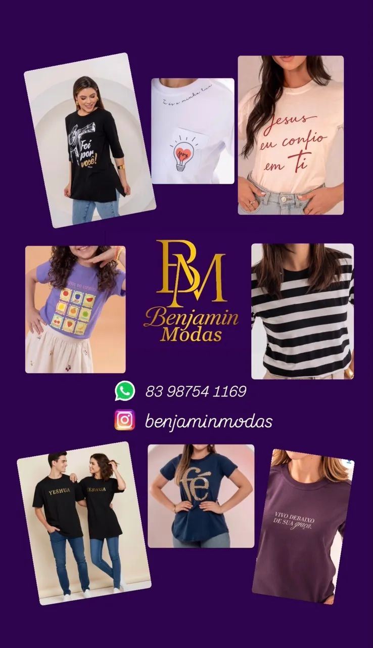 Camisetas 100% algodão Fem masc infan