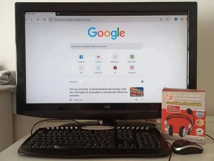 Monitor Game Para PCs Desktop Com TV Integrada Completa Controle e Teclado 