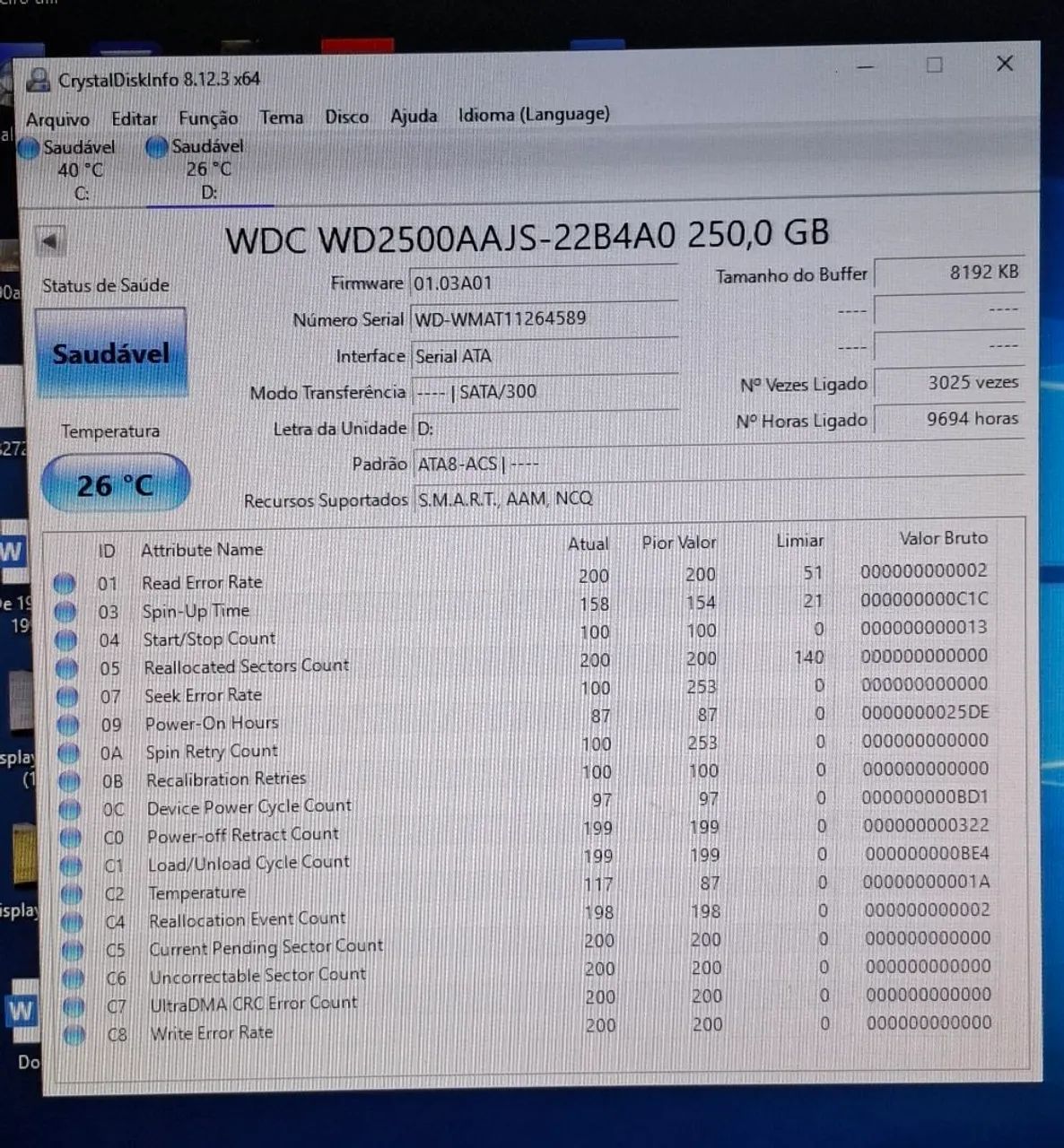 HD de 250 GB da Western Digital, funcionando perfeitamente.  - Foto 5