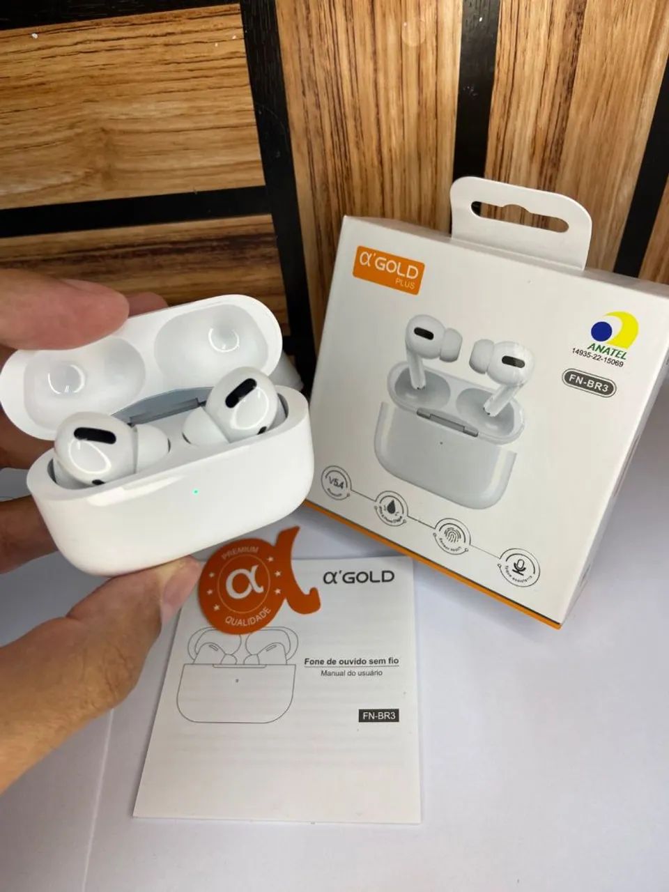 Fone Bluetooth Wirelles Branco 5.3 FN-BR3 A?Gold Plus - Foto 4