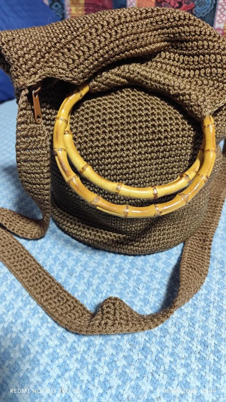 Bolsa de Crochê - Marrom - Foto 2