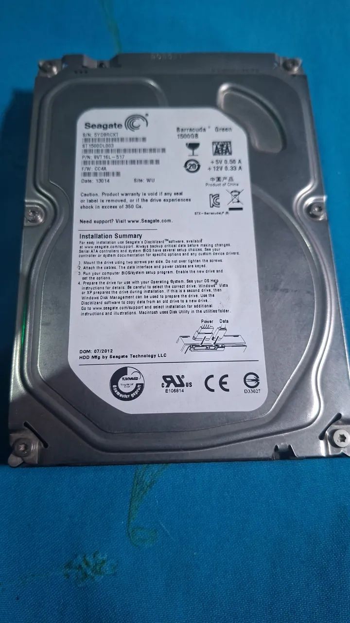 HD SEAGATE DE 1TERA E MEIO,SATA, DE COMPUTADOR,  100% PERFEITO,  SO LIGAR E USAR - Foto 4
