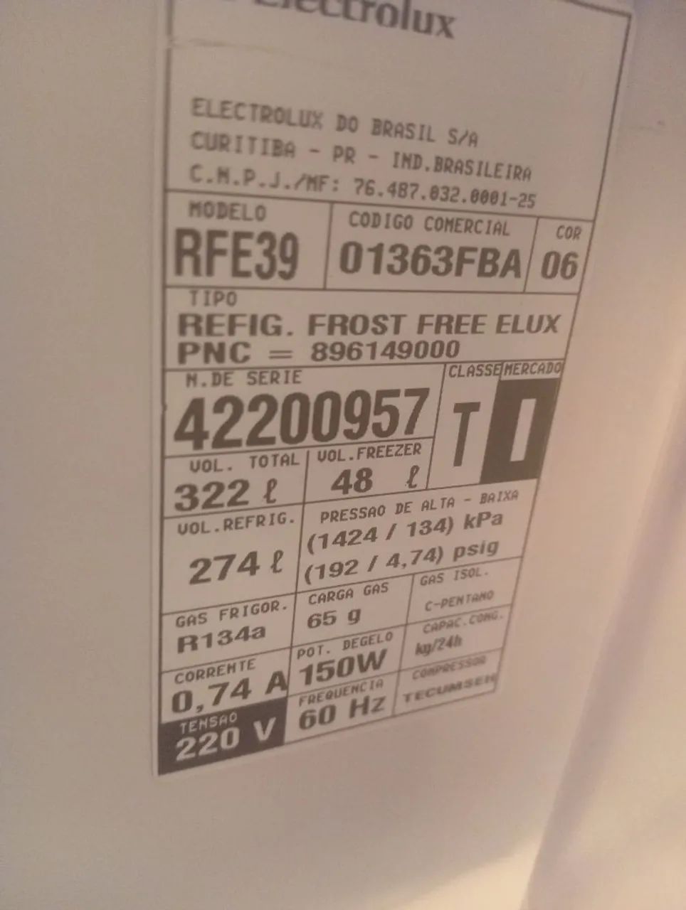 Geladeira Eletrolux RFE39 