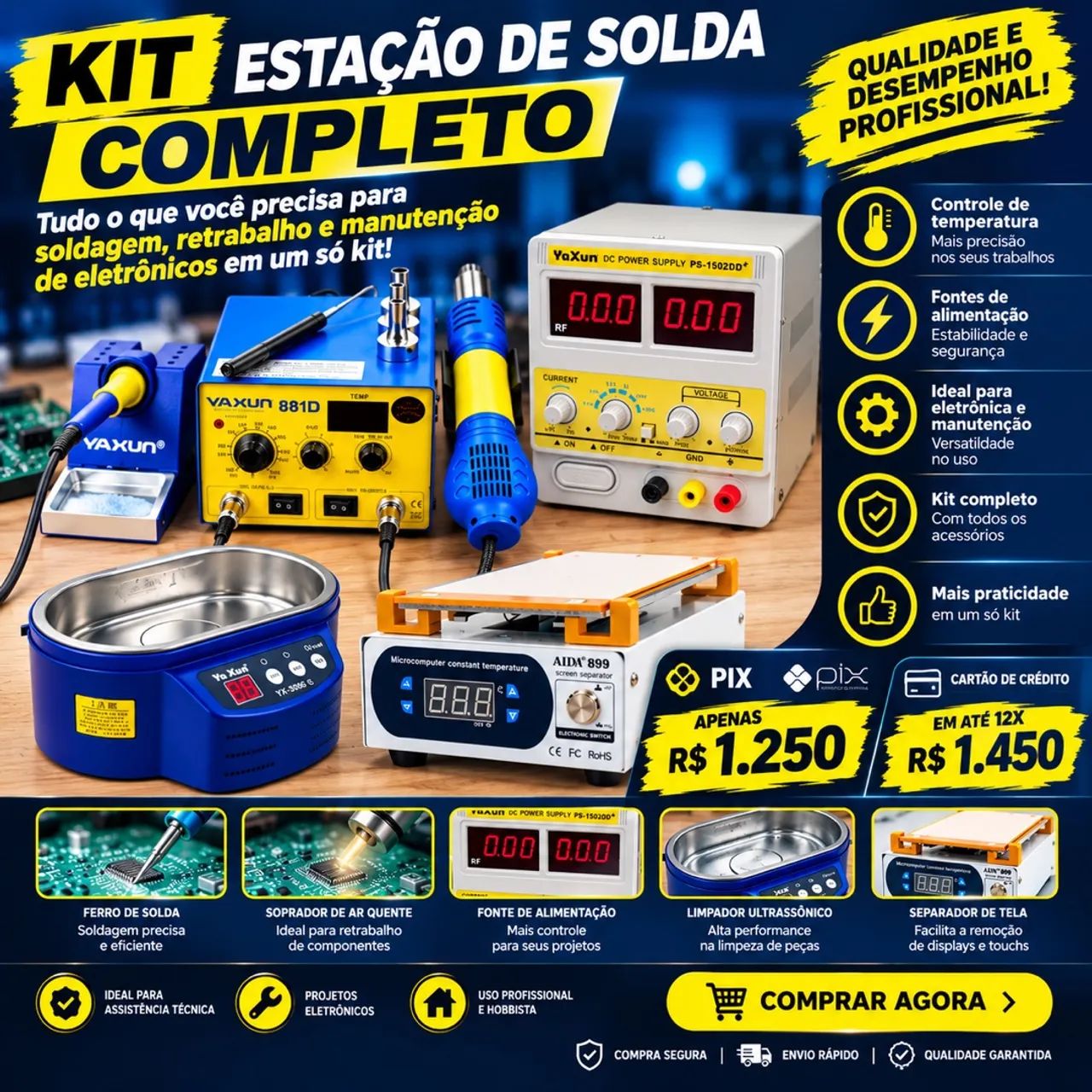 Kit assistência de celular 