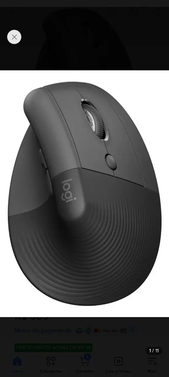 Mouse Logitech sem fio 57°grau