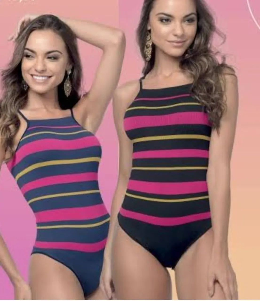 Body listrado preto e rosa - Novo!