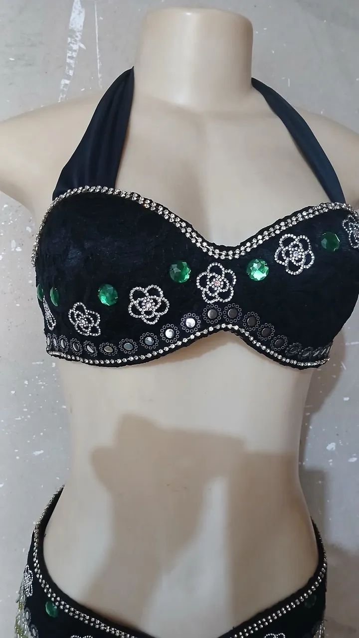 Roupa de dança do ventre preta - Foto 4