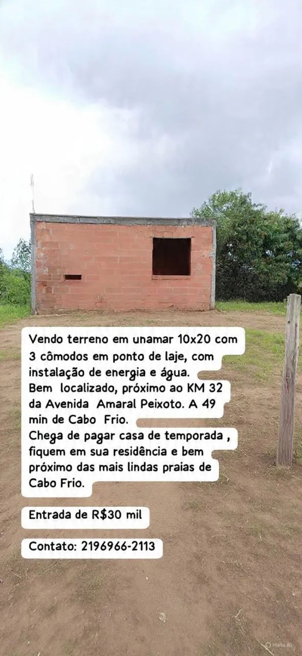 Terreno com 3 comodos