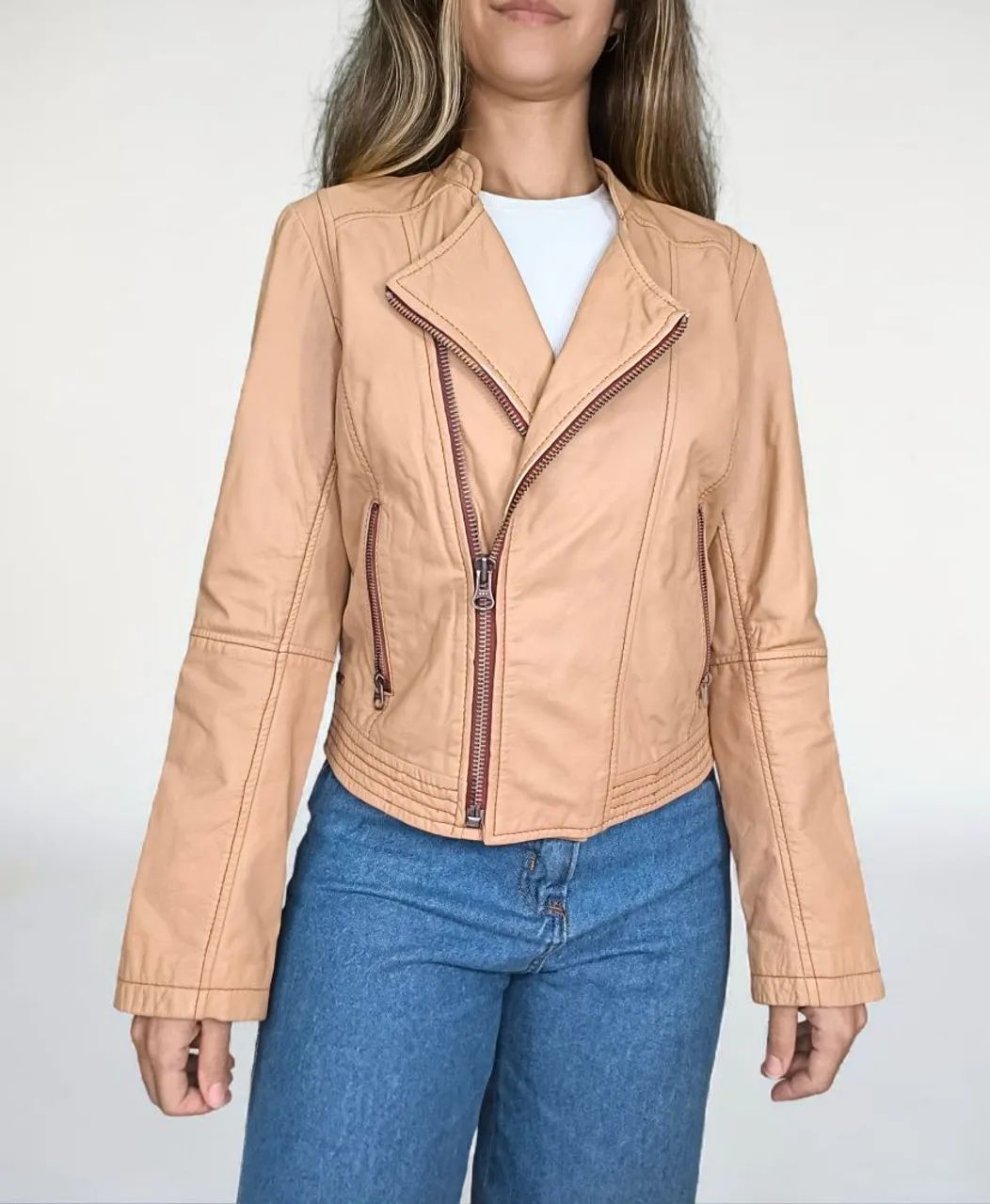 Jaqueta biker Levis de couro legítimo Tam 34