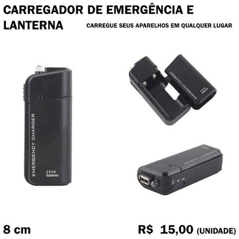 Carregador de Emergência a Pilha com Lanterna