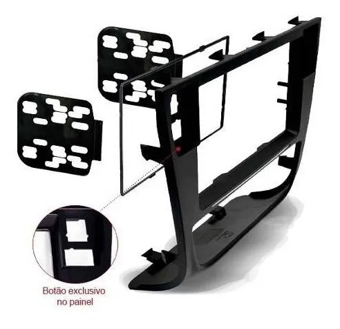 Moldura Painel 155 Dvd 2 Din Volkswagen Gol G6 - Preto - Foto 4