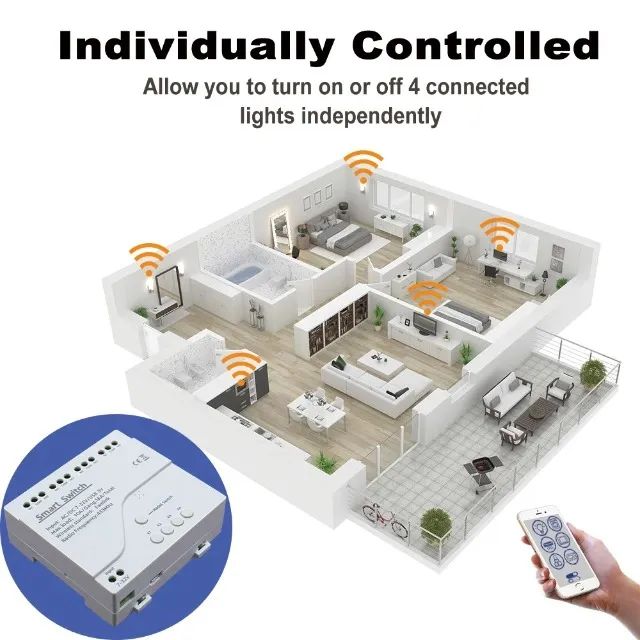 Módulo Smart Wifi 4 Canais - eWelink Interruptor Inteligente 4 Canais 4ch Wifi + Rf 433mhz - Foto 3