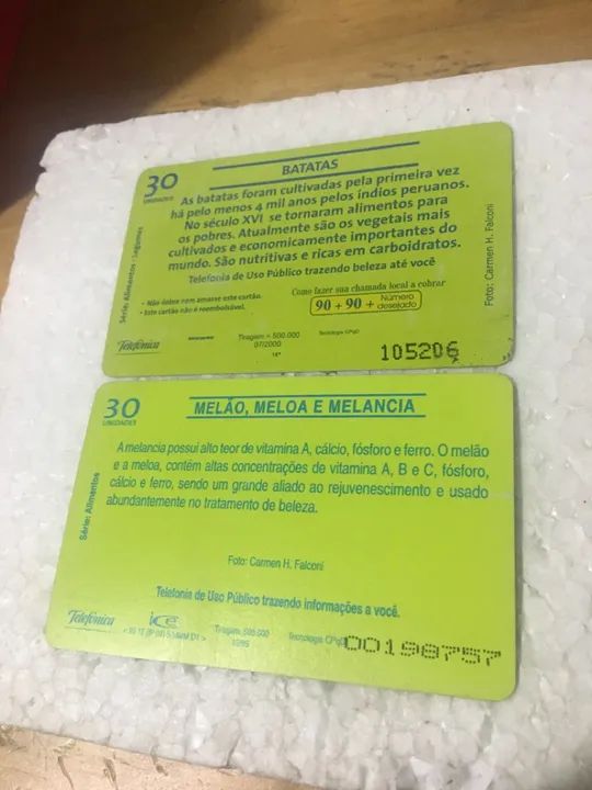 2 Cartões telefônica ( Alimentos e Frutas) - Foto 2