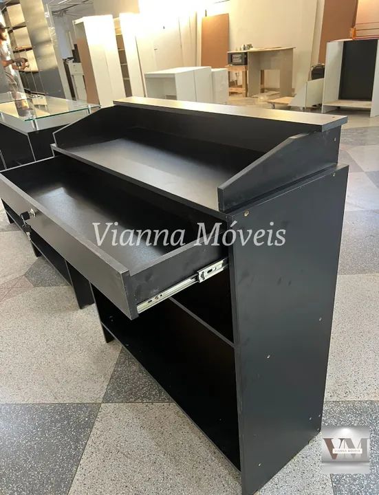 Balcão Caixa em L + Balcão Vitrine Preto  - Foto 3