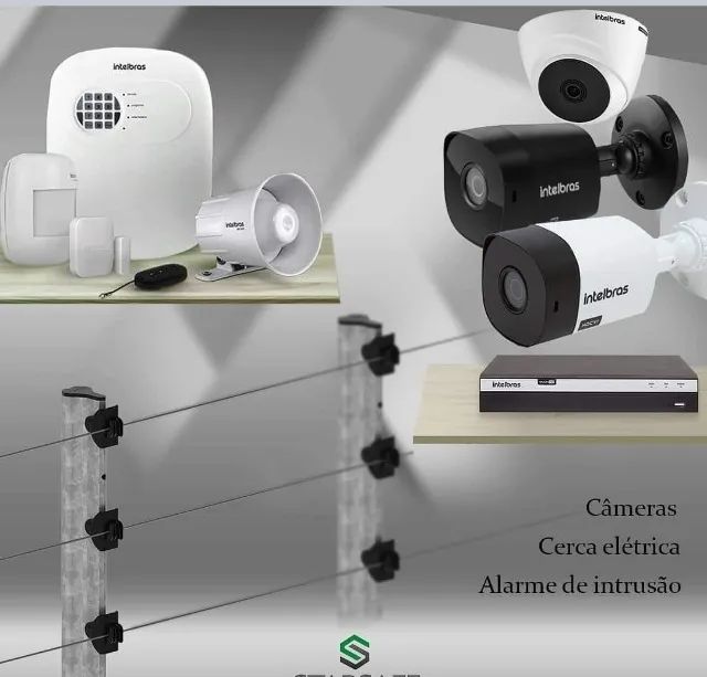 Cerca elétrica, câmera de segurança, concertina 