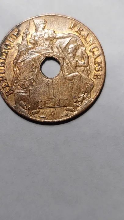 Moeda Antiga de 1 Cent Indochina Francesa  1926 - Foto 4