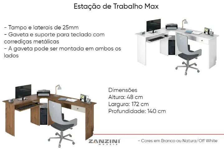 Estação de Trabalho Max - Zanzini Móveis - Foto 3