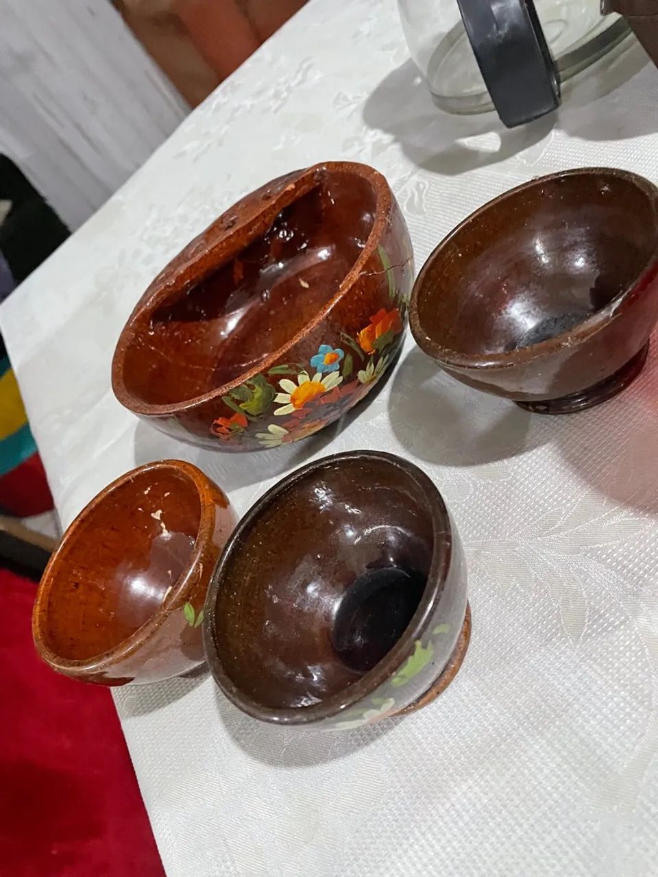 Vintage clay fondue set