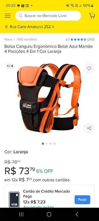 Canguru de bebê - Semi Novo - Foto 3