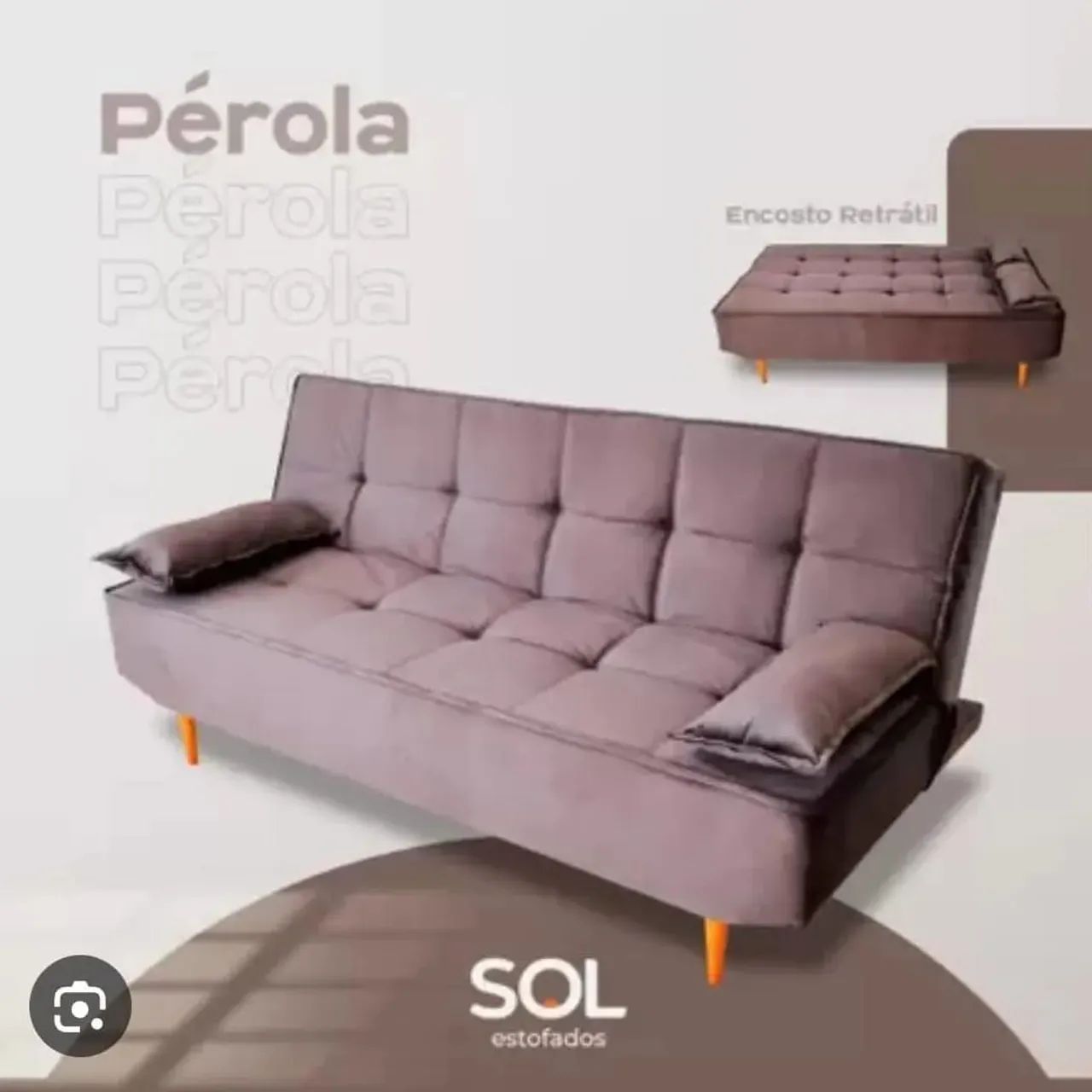 Sofá-cama rubi na cor marrom