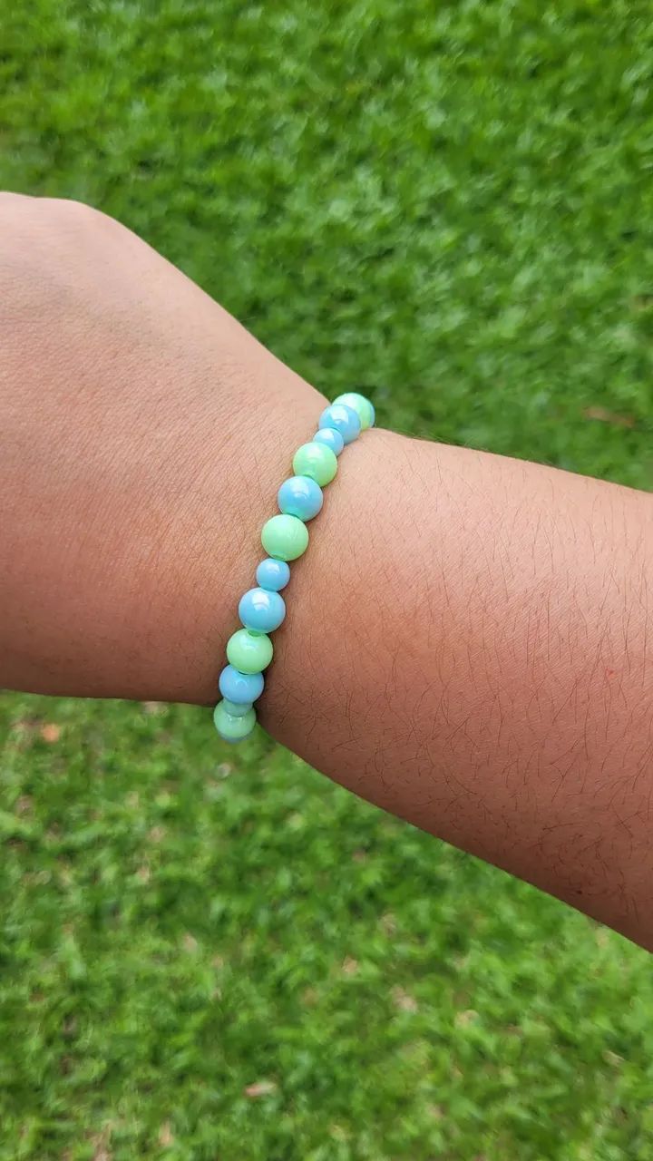 Pulseira elástica personalizada verde com azul - Foto 2