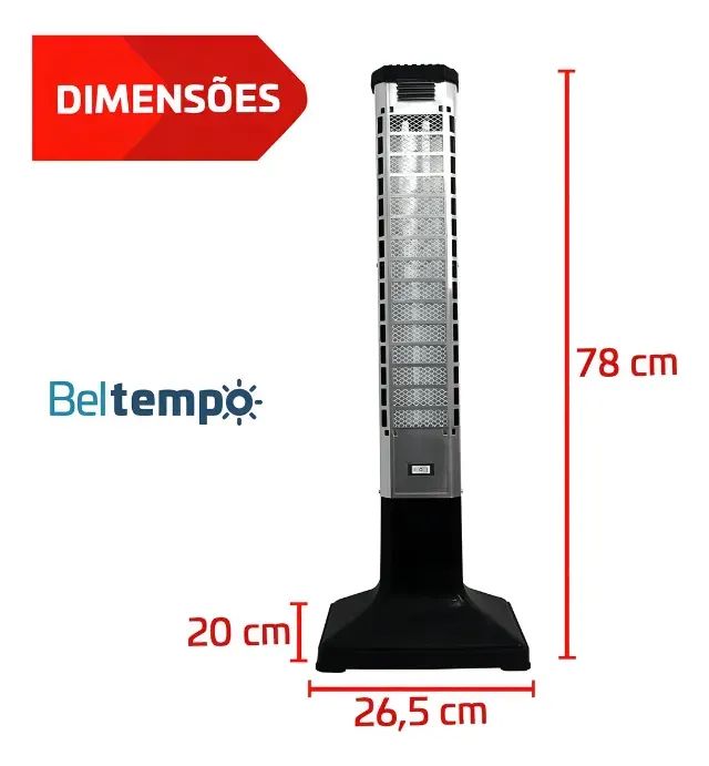 Aquecedor Elétrico De Ambiente Quartz Vertical Beltempo Cor Preto e Cinza - Foto 4