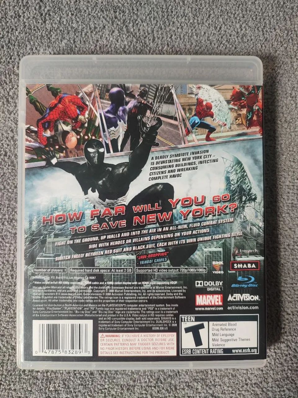 Spider-Man Web of Shadows Para PS3 Seminovo! Jogo Raro! Homem