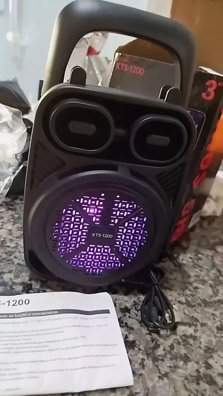 Mini Caixa de Som LED RGB 8W Bluetooth Portátil com Suporte Celular 3 Polegadas 1200mah - Foto 5