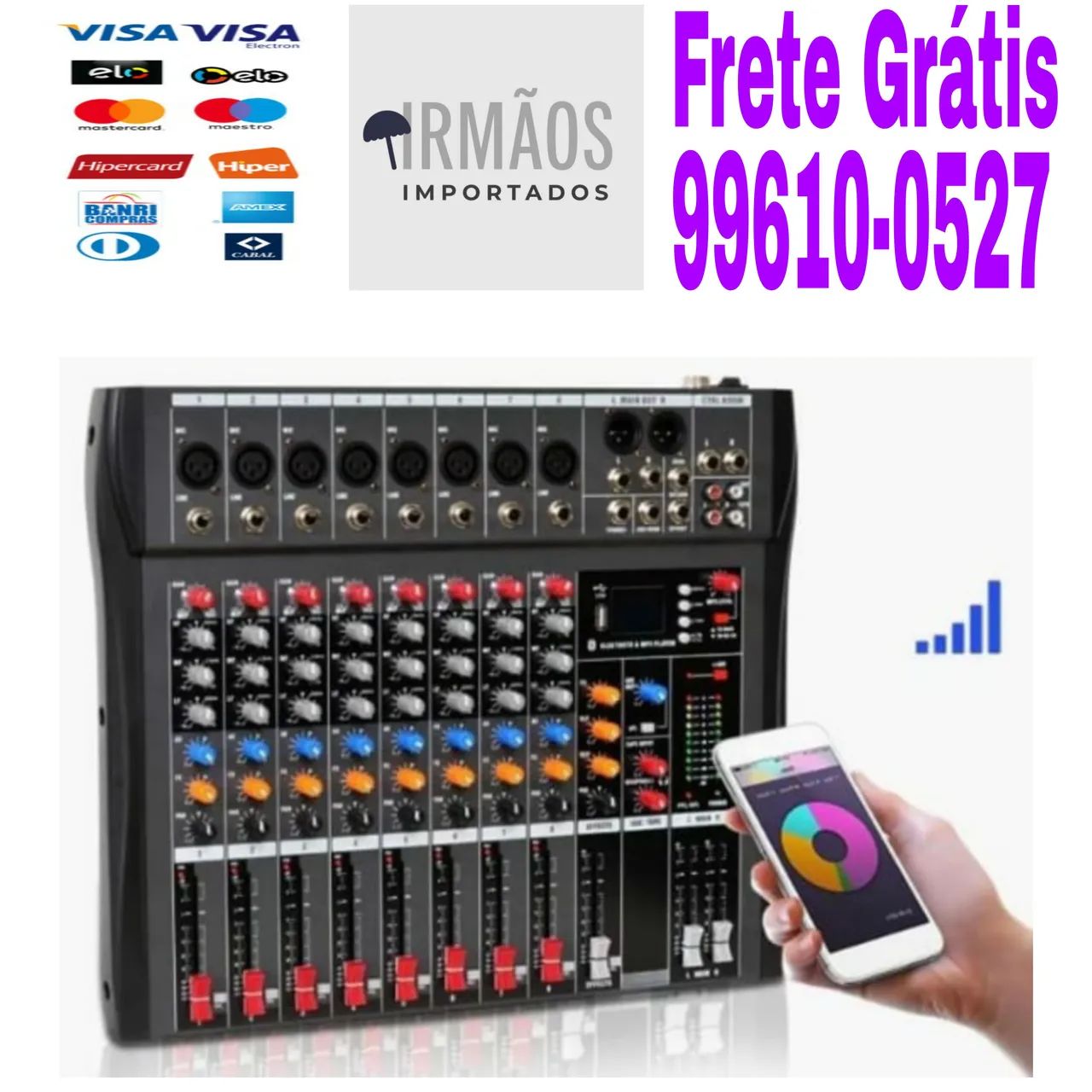 Mesa de Som 8 Canais Bluetooth