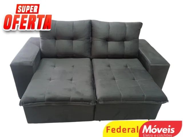 Sofá 2,00m Retrátil e Reclinável Veludo D33 CINZA (ENTRE EM CONTATO CONOSCO)
