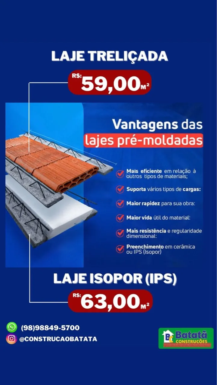 Laje sob encomenda a parti de $59 MT