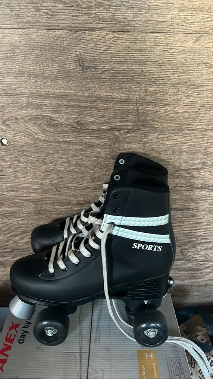 Patins Roller Quad Preto Adulto - Foto 3