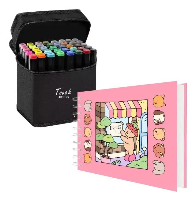 Kit Canetinha 48 Cores Touch + Livro Bobbie Good Colorir - Papelaria ...