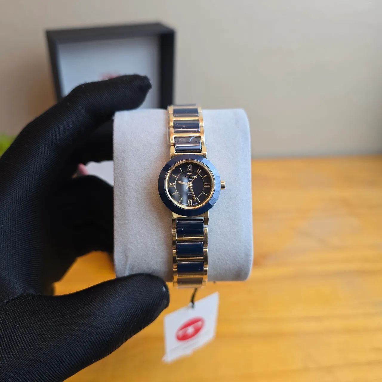 Relógio Technos Cerâmica Mini Azul com Dourado feminino  - Foto 3