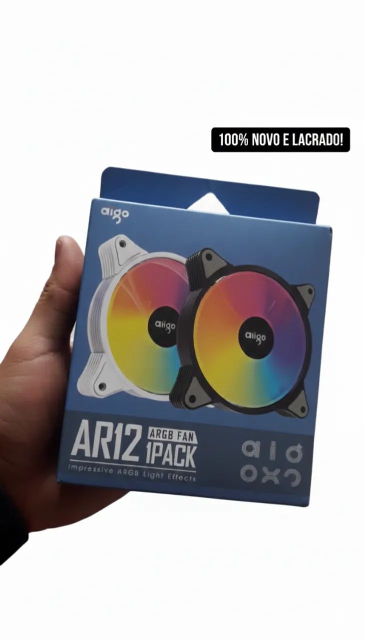 FAN 120mm AIGO /AR12  Cor: Preta - Unidade ou Kit - Em Estoque!