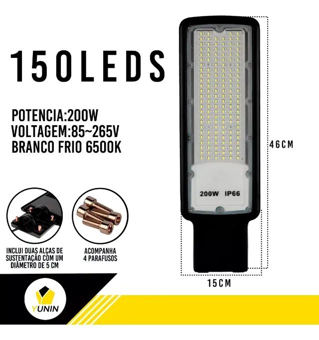 Kit 2 Luminária Led Para Poste 200w Iluminação Pública - Foto 3