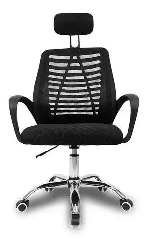 Cadeira de escritório ergonômica  preta com estofado de malhaCadeira - Foto 4