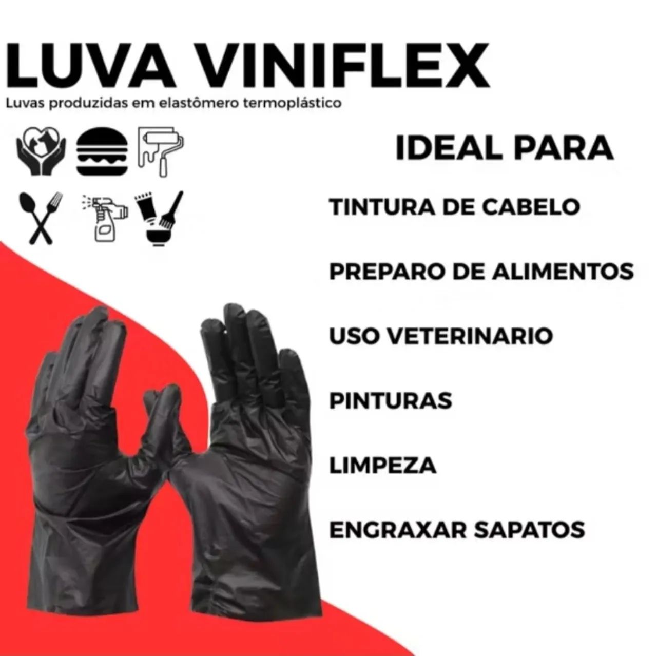 Luvas Newflex descartável 100 unidades - Preta ou Transparente - Foto 3