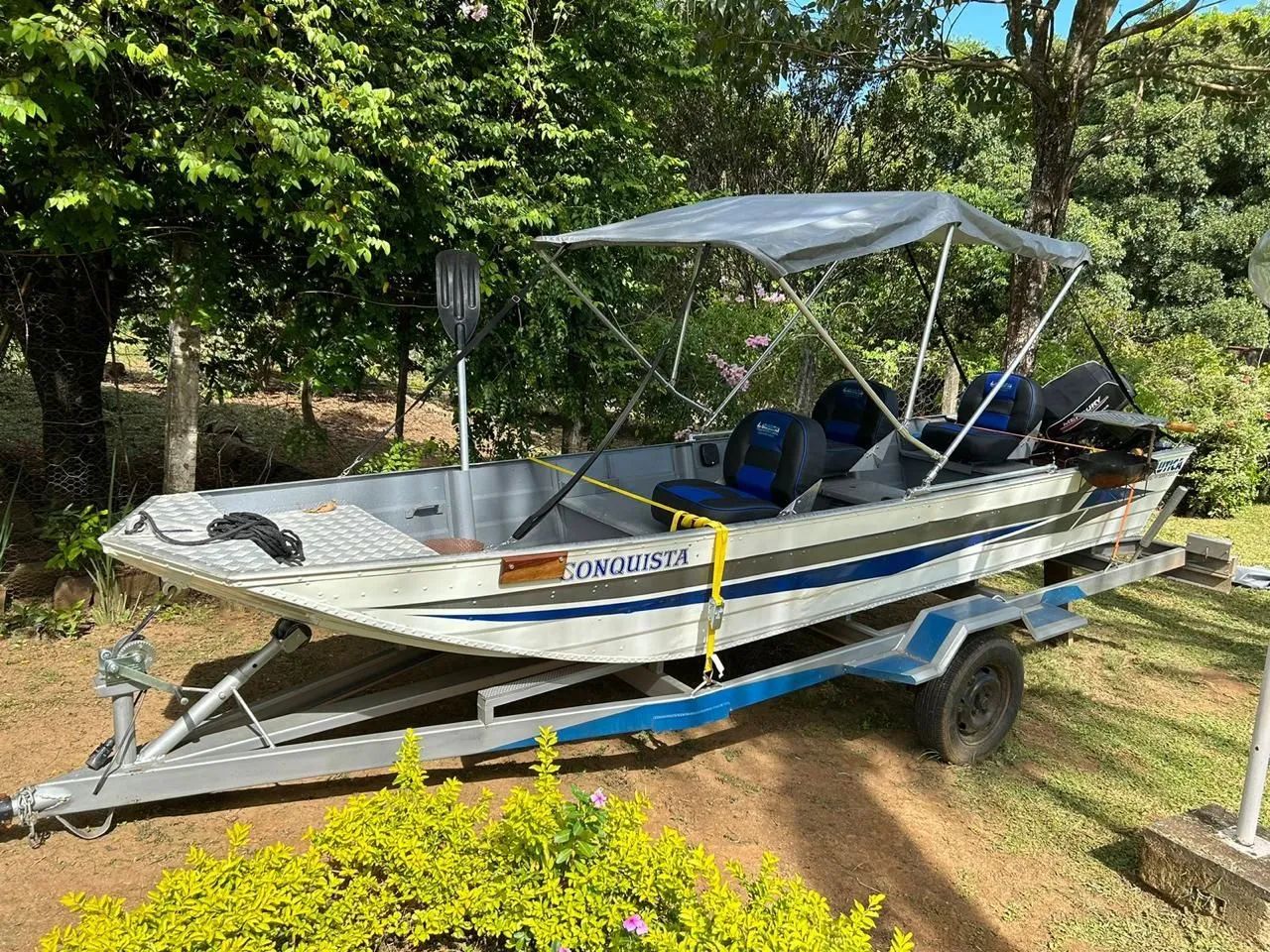 Barco com motor e trailer - Foto 7