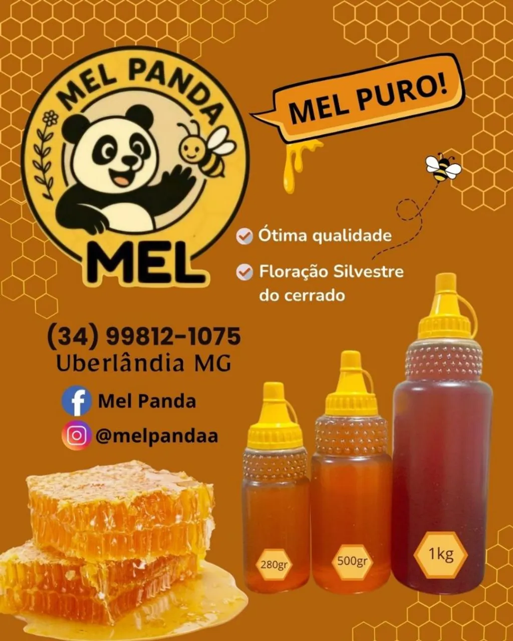 Mel de Abelhas Europa - Cerrado de Minas -100% Puro