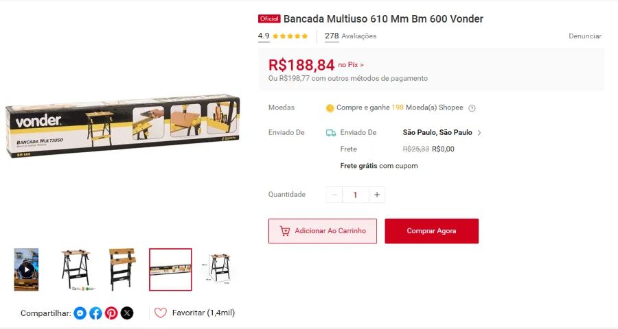 BANCADA DE TRABALHO DOBRÁVEL VONDER - Foto 4