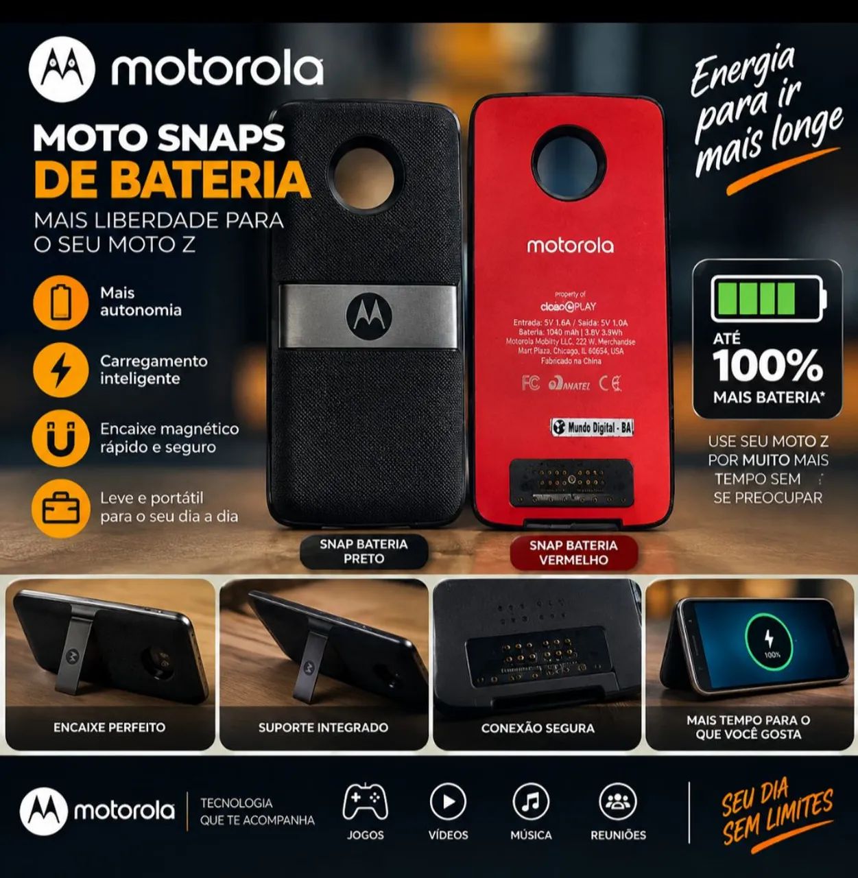 Moto Snaps Originais Motorola - Itens de Colecionador em Perfeito