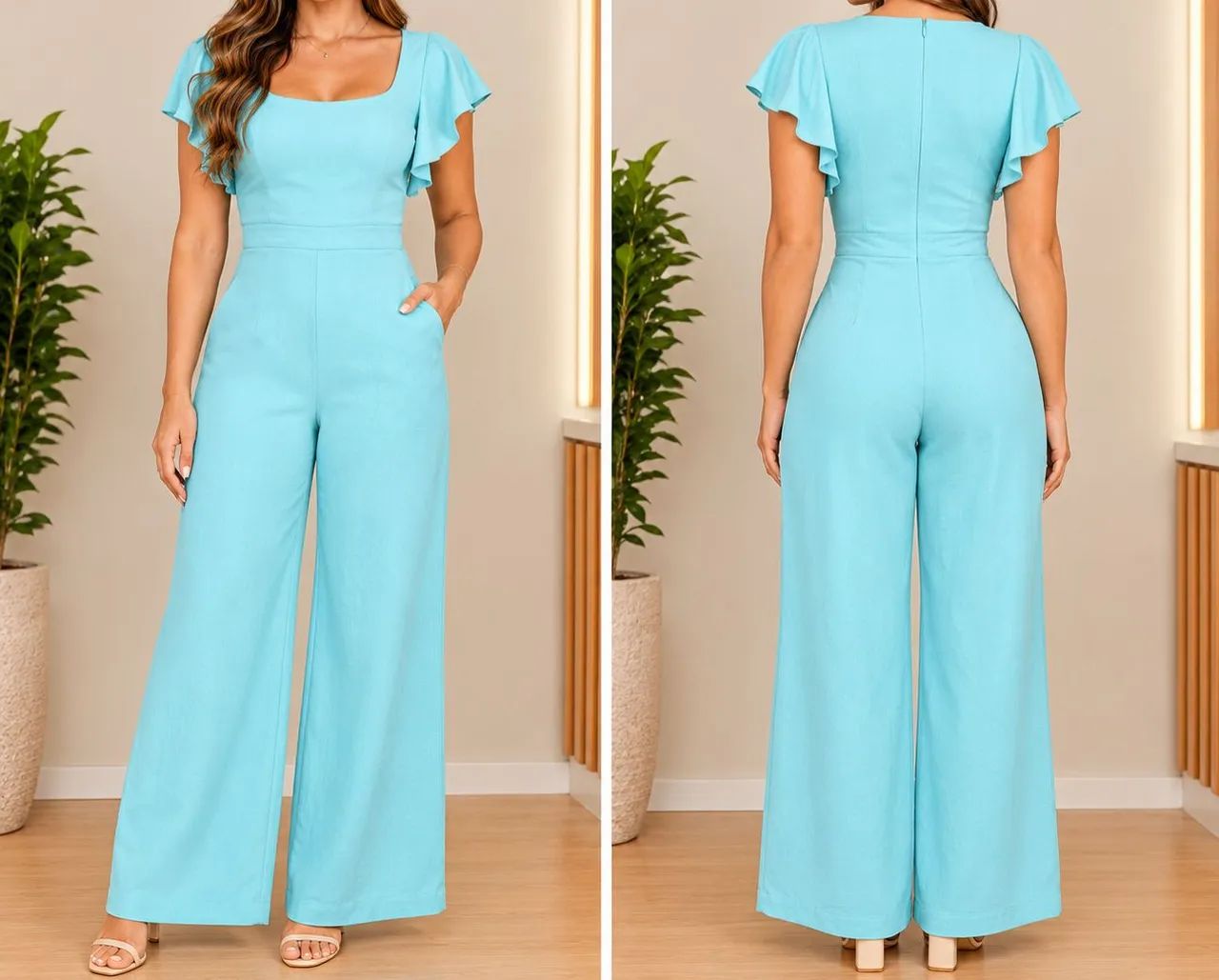 Macacão feminino azul bebê 