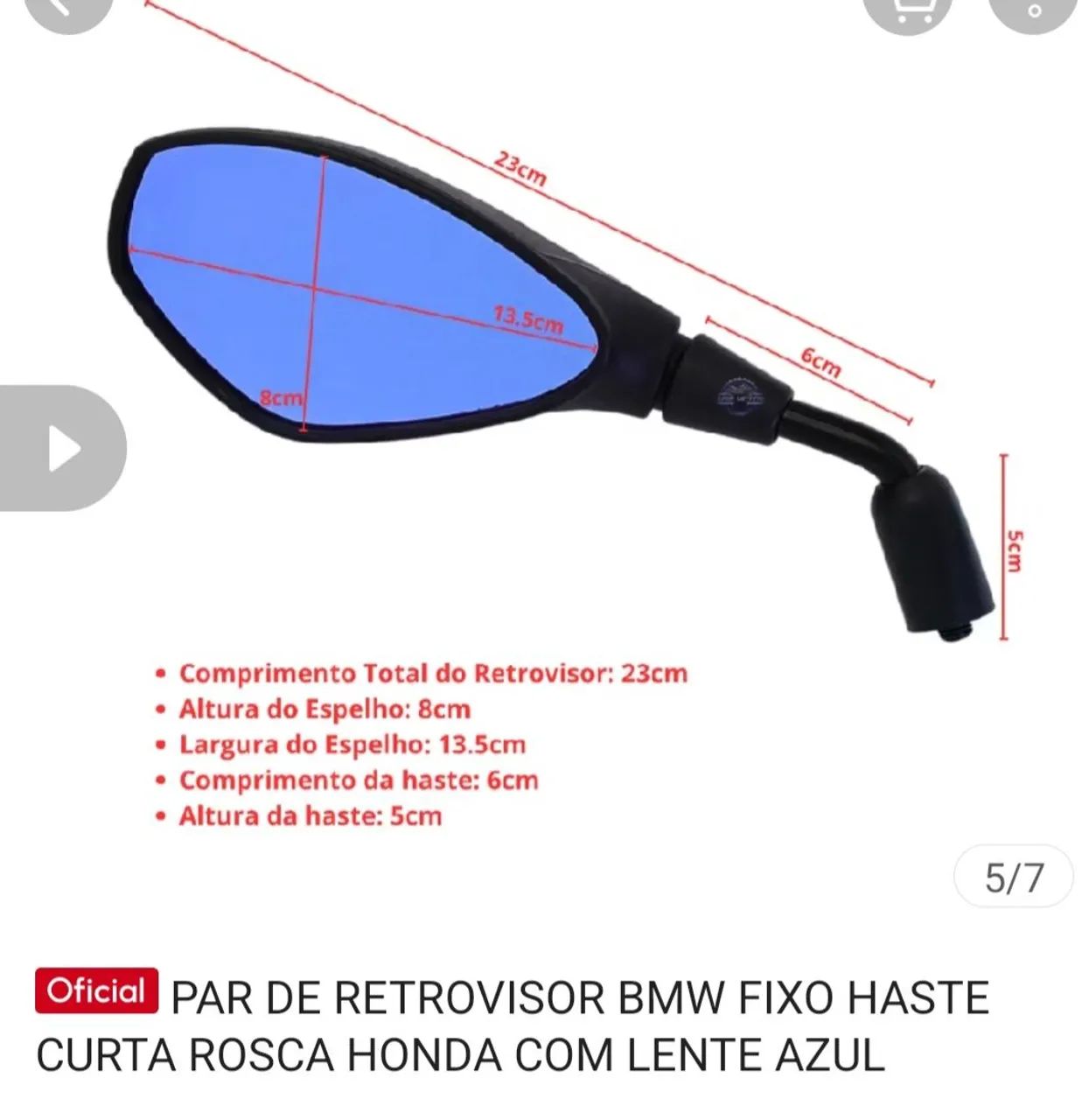 Vendo retrovisor haste curta 