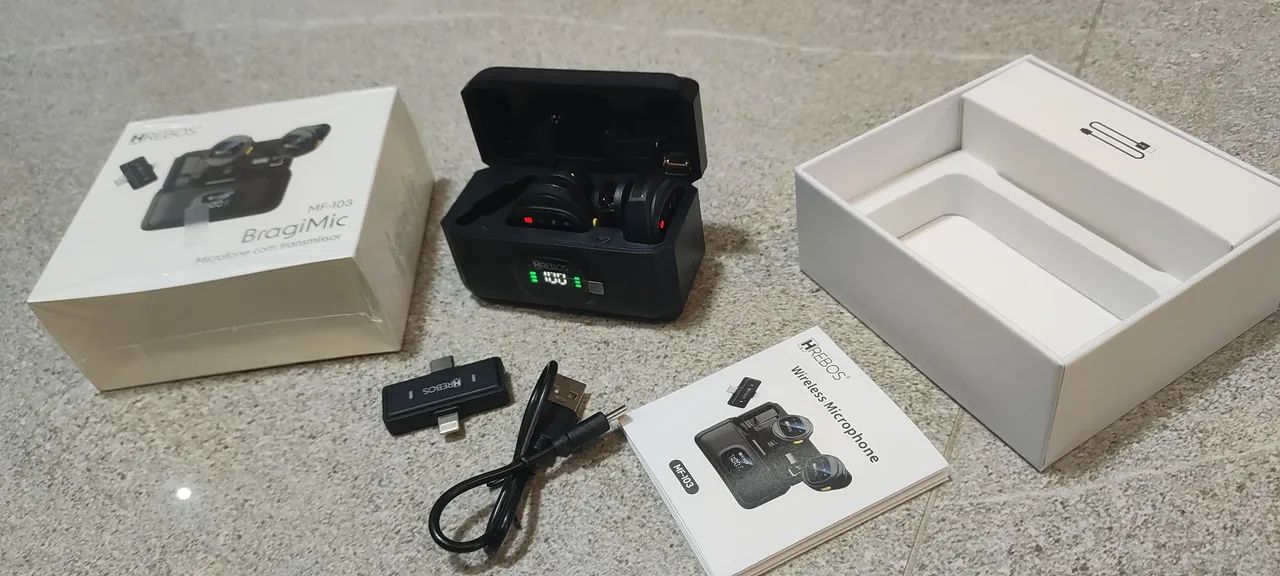 microfone de lapela Hrebos lightning e tipo c