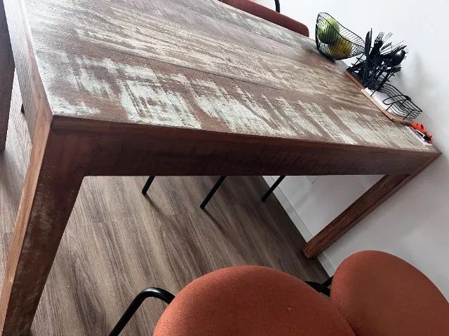Mesa de jantar retangular madeira maciça descascada - Foto 2